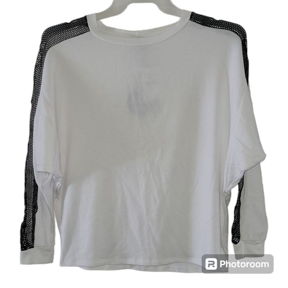 Women's Harlow & Graham White Mesh Sleeve Sweatshirt - Size S